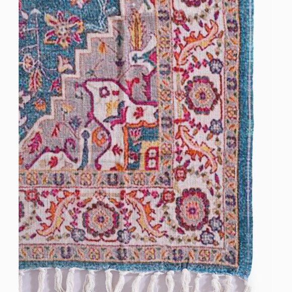 Luxury Rustic Cotton Throw Rug-Blue/Red - Picture 2 of 4